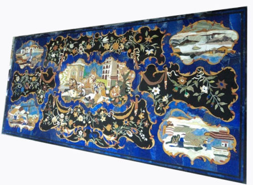 96" x 48" Marble Center Table Top Handmade lapis lazuli Inlay Art Home Decor - Picture 2 of 2