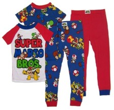 Super Mario Little Boys 4 Pc Short Sleeve Snug Fit Pajama Set NWT Size 4