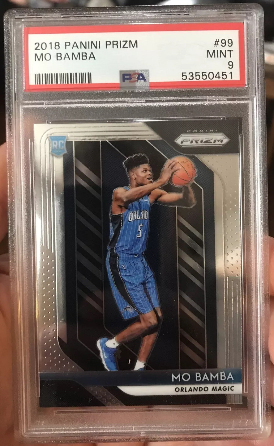 2018 Mo Bamba PSA 9 Panini Prizm Base #99 Rookie RC Orlando Magic Invest Mint