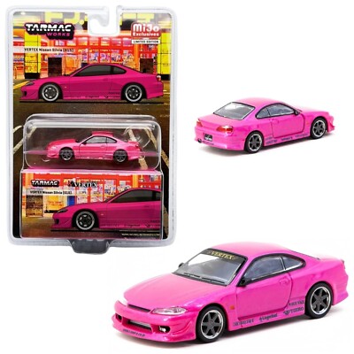 VERTEX NISSAN SILVIA S15 PINK 1/64 DIECAST CAR BY TARMAC WORKS T64G-023-PI-2F