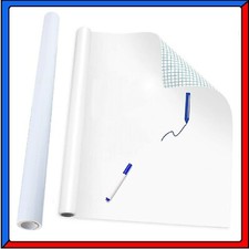 Lavagna Pellicola Adesiva Bianca Cancellabile per Bambini Ufficio Studio 200x45