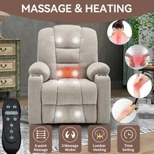 Power Lift Recliner Chair with Massage, Overstuffed Wide Recliners, Heavy Duty