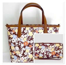 TORY BURCH Kerrington Tote Brown Multicolor & Wallet Set