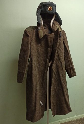 USSR Military Jacket Soldier Overcoat Soviet Army Shinel 50-3 + Ushanka Size 58 - Picture 4 of 12