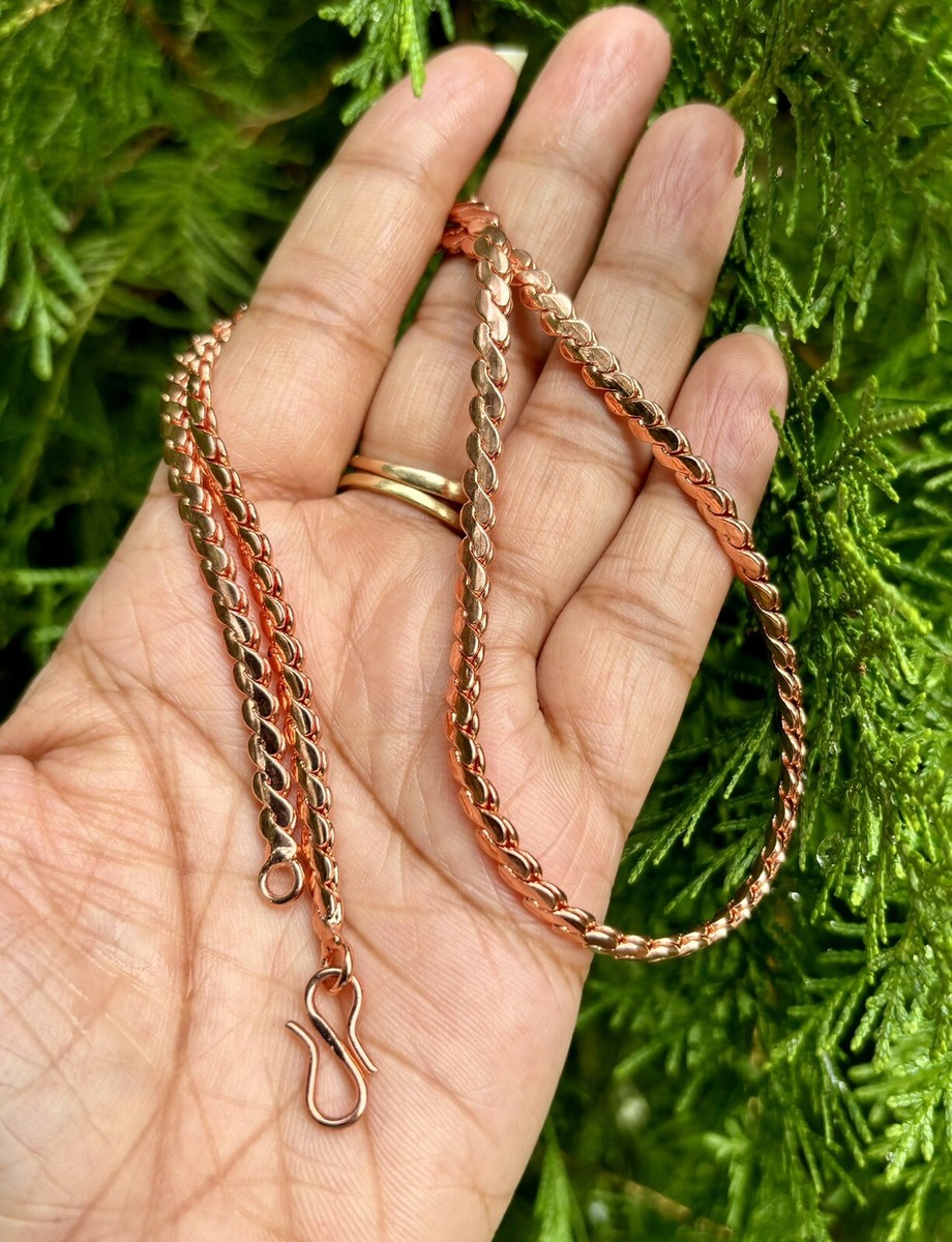 Snake Chain Mens Copper Chain Necklace Mens 18K Rose Gold Flat