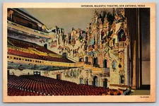 Majestic Theatre Interior Ornate San Antonio TX 1930s Linen Postcard U12