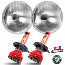 7 Inch Led Glass Headlight Round Original Classic Look Conversion Chrome Pair