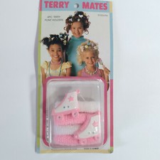 New Sealed Vintage 1980's Terry Mates Pony Tail Holders Pink/White RollerSkate