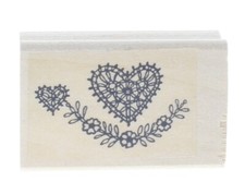 Heart with floral Swag Wooden Rubber Stamp