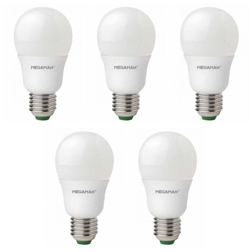5 x Megaman 143316 LED Bulbs Opal Classic GLS 2700K Warm White E27 8.6W