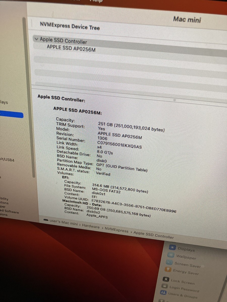 2018 Apple Mac Mini A1993 Intel Core i3 3.6 Ghz- 8GB DDR4 - 256GB