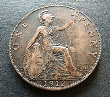 1912-H Penny - Heaton Mint - King George V - British Bronze Coin