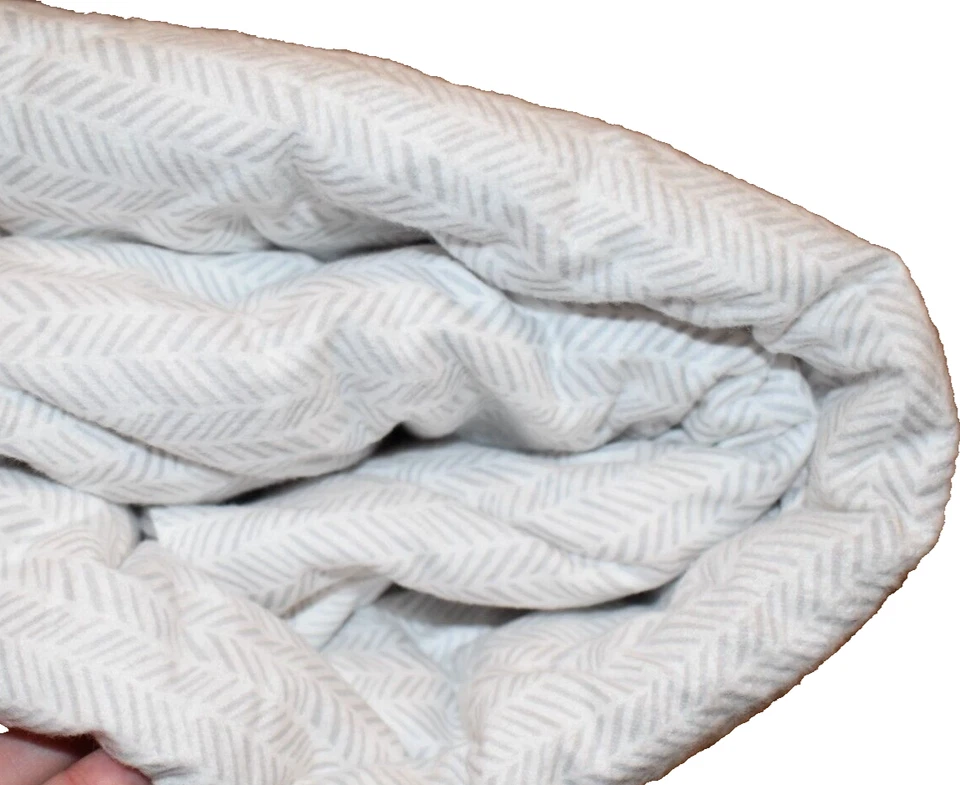 K6 NWOT TREND LAB Gray & White Cotton Flannel Plush Sherpa Crib Baby Blanket - Image 3 of 4