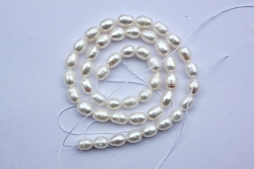 01 AA 6-7 mm Zuchtperlen Strang Süßwasser Perlen Schmuck Oval Kette Halskette mn - Bild 2 von 3