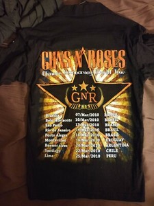 Guns And Roses Crew  Button Down Concert Shirt South America tour 2010. GNR