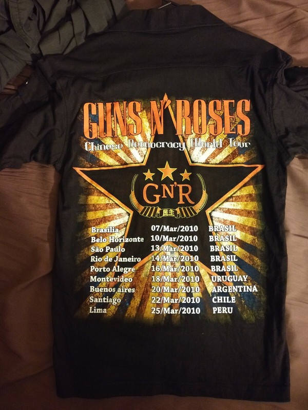 Guns And Roses Crew  Button Down Concert Shirt South America tour 2010. GNR