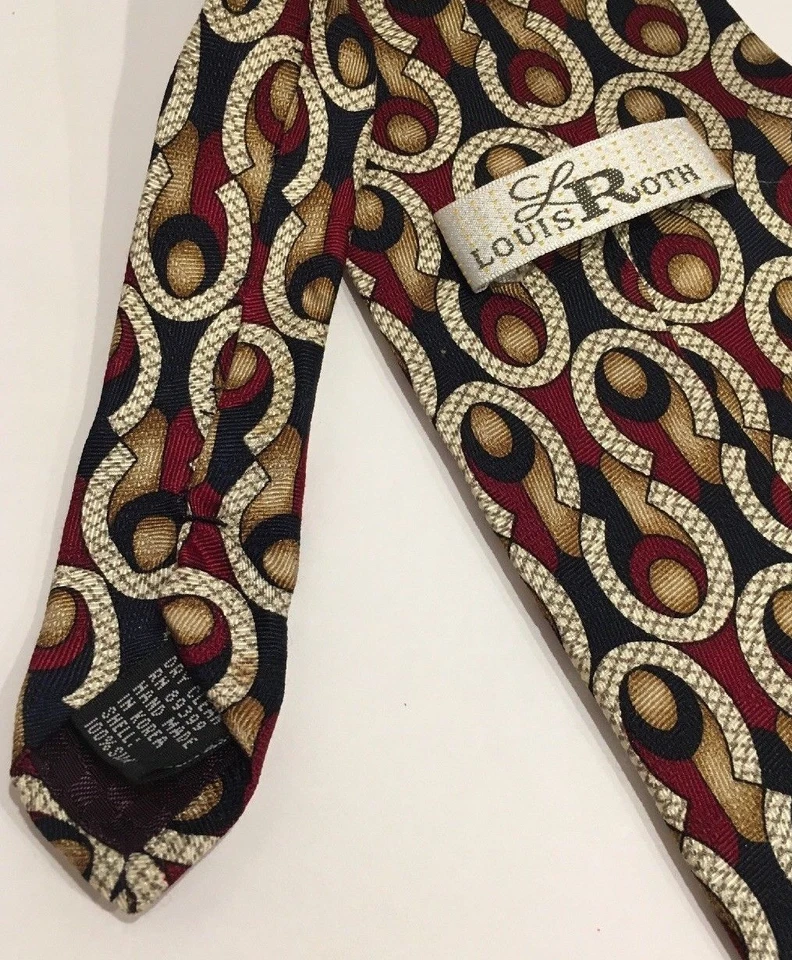 Corbatas geométricas para hombre LOUIS ROTH 100 % seda azul, rojo, beige, herradura Foto 2 de 4