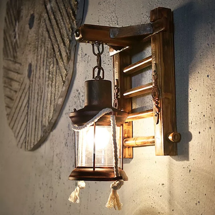 Vintage Industry Wall Lights Wooden Sconce Lamp Rustic Wall Sconce Light 220V