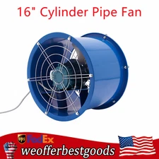 370W 16" Pipe Spray Booth Paint Fumes Exhaust Fan Axial Fan Cylinder Pipe Fan US