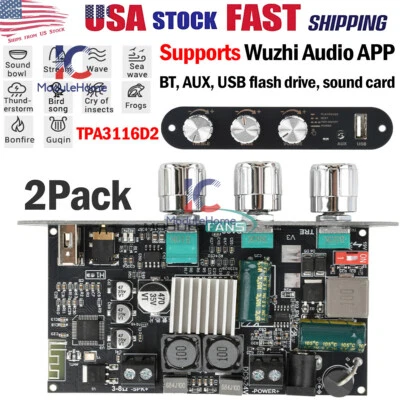 MARKENLOS 2Pcs ZK-1001U 100W Mono Bluetooth Audio Power Amplifier Module TPA3116D2 AUX