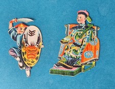 2 Oblaten Glanzbilder Scraps Die Cuts Chromos BESONDERE CHINESEN um 1890