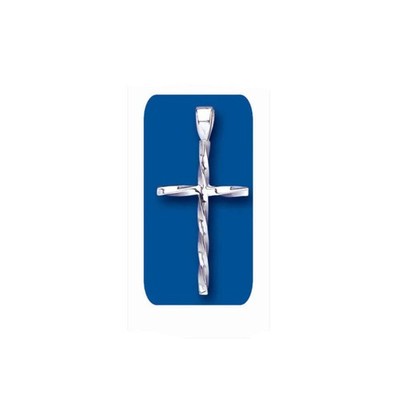 Sterling Silver Large Solid Twist Cross Pendant 925 Hallmark 36 x 21mm