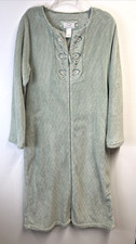 Vintage Oscar de la Renta Robe Womens S/M Sage Green Plush Long Zip Pockets