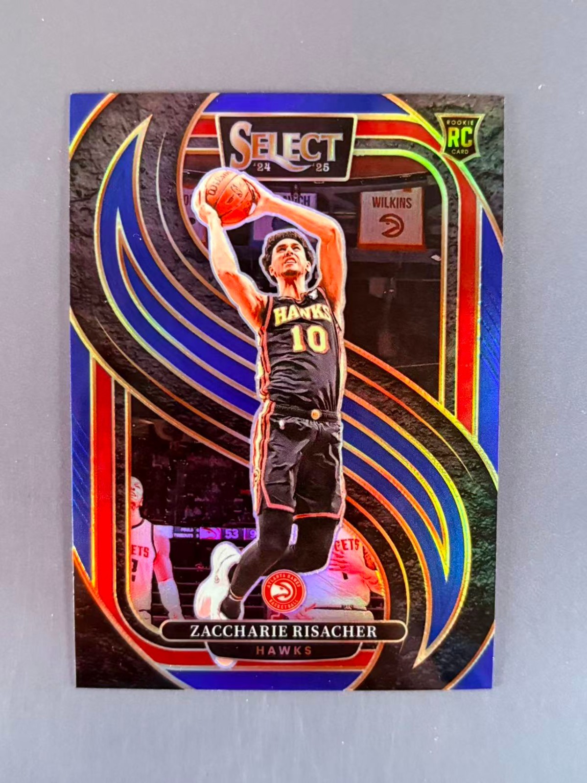 Zaccharie Risacher 2024-25 Panini Select Premier Blue Prizm RC #180