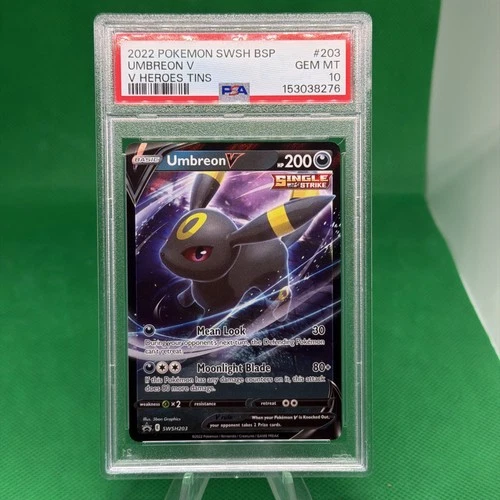 2022 POKEMON SWSH BLACK STAR PROMO V HEROES TINS #203 UMBREON V PSA 10