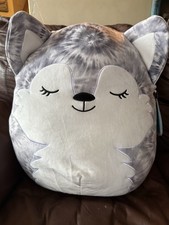 Squishmallow New 16  Heidi Arctic Wolf Gray Tie Dye Dog Husky 2021 Plush NWT