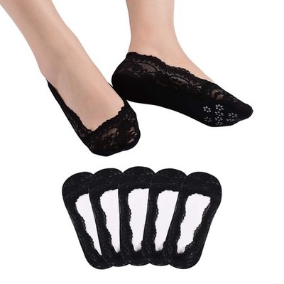 5 Pairs Women's Lace No Show Socks Low Cut Non Slip,Invisible with Flats,Pump...
