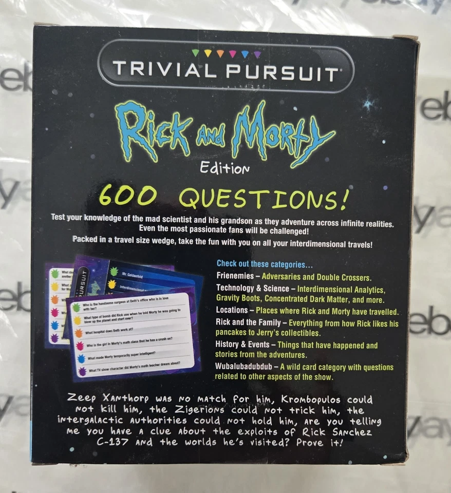 Rick and Morty Trivial Pursuit USAopoly Adult Swim Game New minor box damage - Image 2 of 4