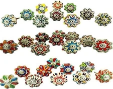 Small 1" Knobs Assorted Rare Hand Painted Ceramic Knobs Cabinet Drawer Pull P...