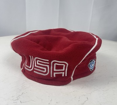 Roots USA Olympic Torino 2006 Fleece Beret Hat Red Team USA S/M Winter Olympics