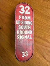 Vintage Railway Signal Box Lever Plate, No. 32 Releases from Lever 33, Cast Meta