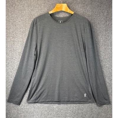 On Performance Long-T Mens XXL Grey Vented Reflective Running Shirt Athletic Fit
