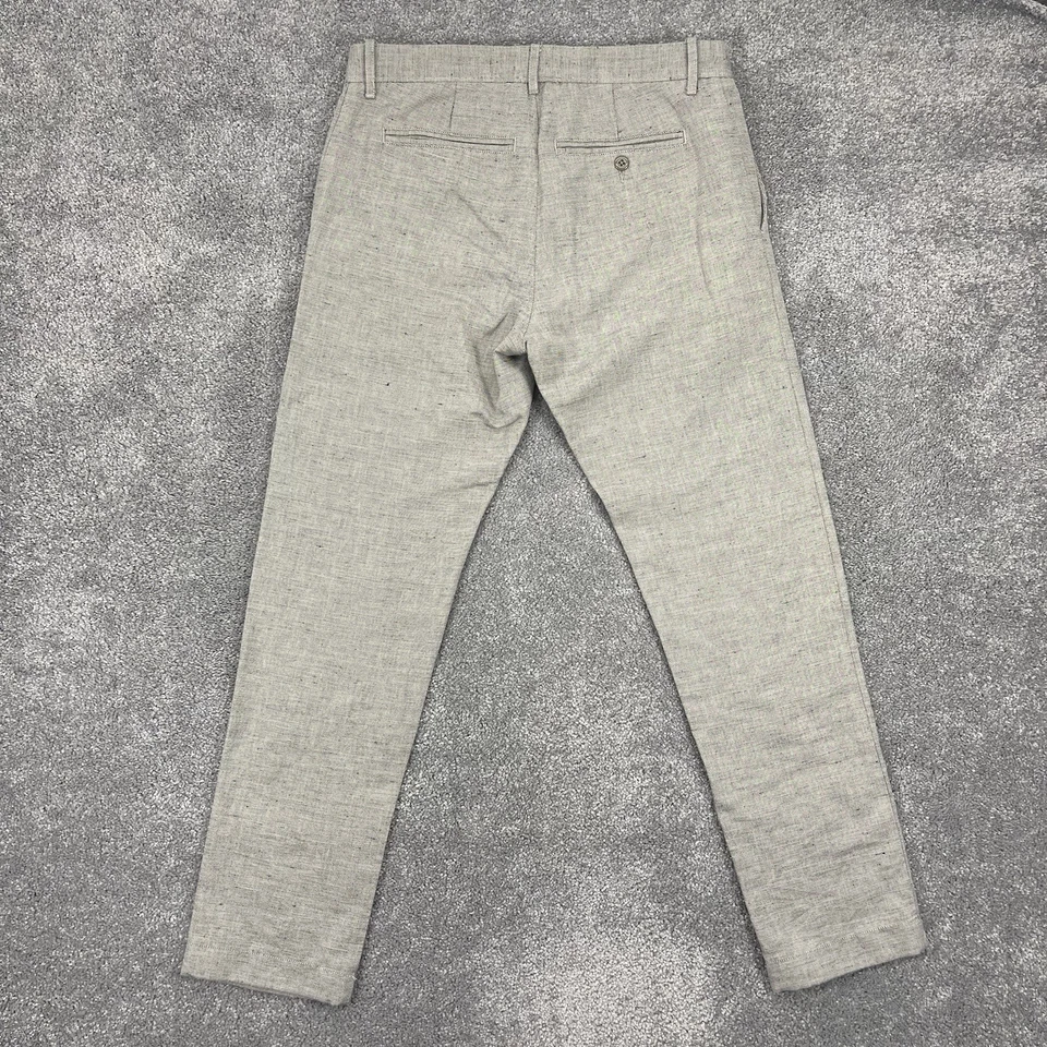 J Crew 裤子男式 32x30 灰色 484 Chino 亚麻混纺修身平前 — 第 2/4 张图片