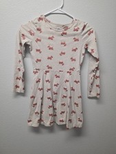 GAP KIDS GIRLS CHAMPAGNE DRESS WITH SPARKLING PINK DOGS PRINTS SIZE M 8