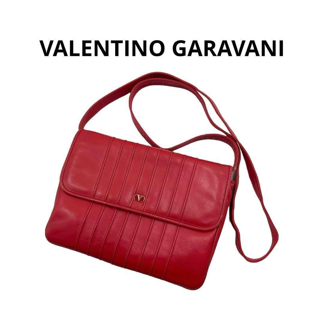 Valentino Garavani Vintage Leather Shoulder Bag Red Women's Crossbody Japan