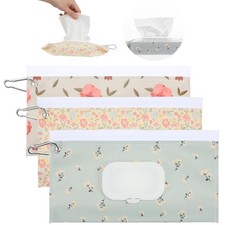 3 Pcs Travel Wipes Case, Portable Reusable Wipes Pouch, Waterproof and Dustpr...