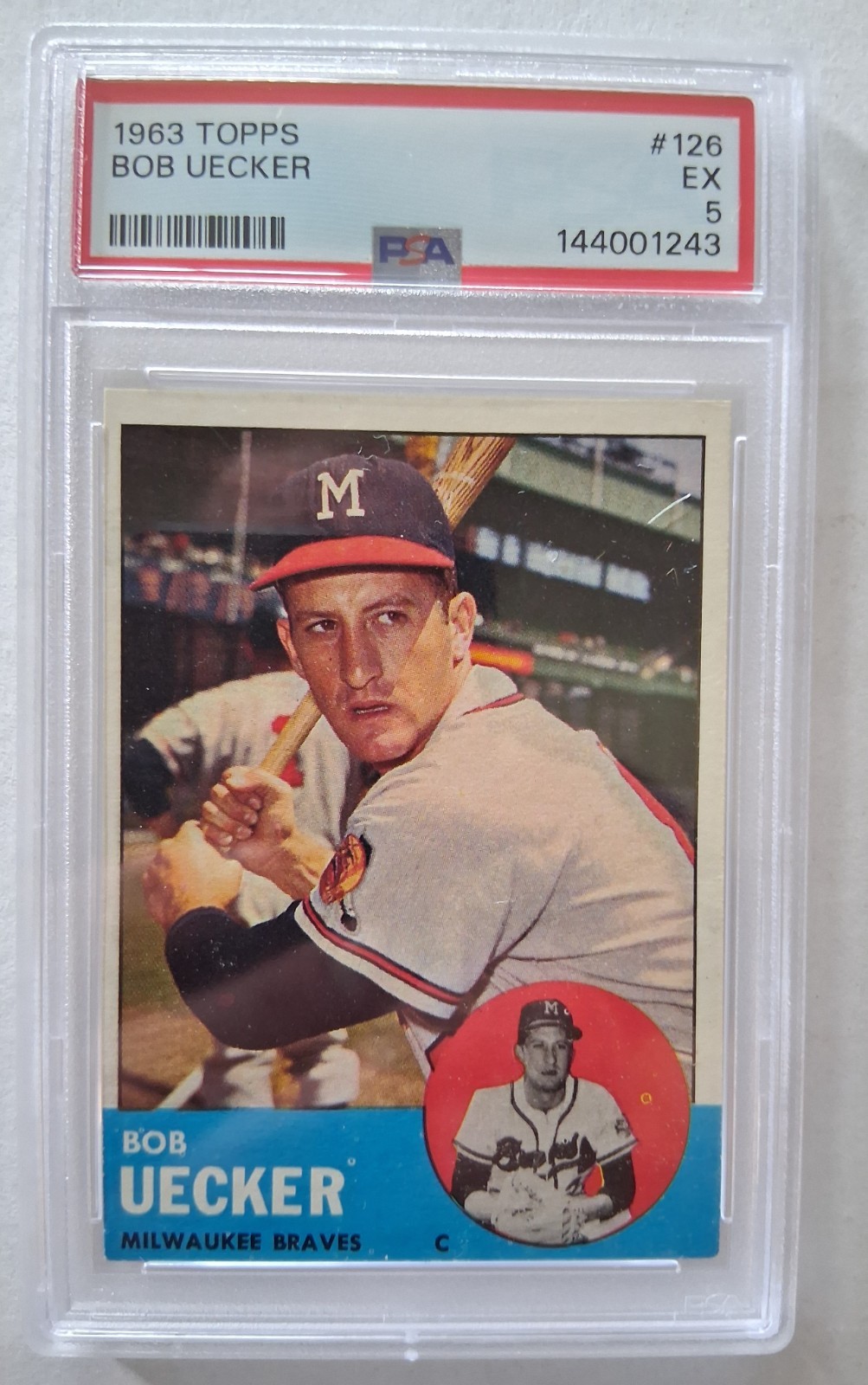 1963 Topps Bob Uecker #126, PSA 5 EX.