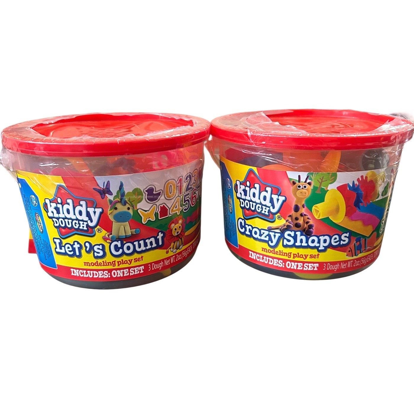 2 Creative Kids Kiddy Dough Crazy Shapes & Numbers Play Set W Carry Bucket New