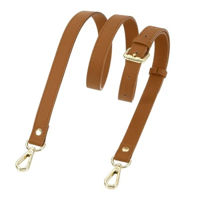 Sangle pour sac en cuir véritable 0,7" (marron clair, boucle dorée) - Photo 1/4