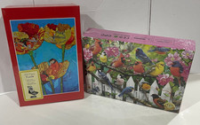 Lot of 2 NIB 300 PC Adult Jigsaw Puzzle Birds in Backyard Orange Poppies 14