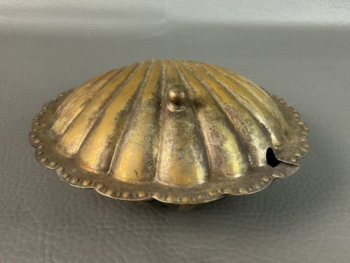 Vtg Leonard Silver Plated Hinged Clam Shell Caviar/Butter Dish No Spoon