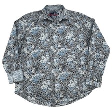 Robert Graham Shirt Mens Large Classic Fit Blue White Paisley Floral Tower Print