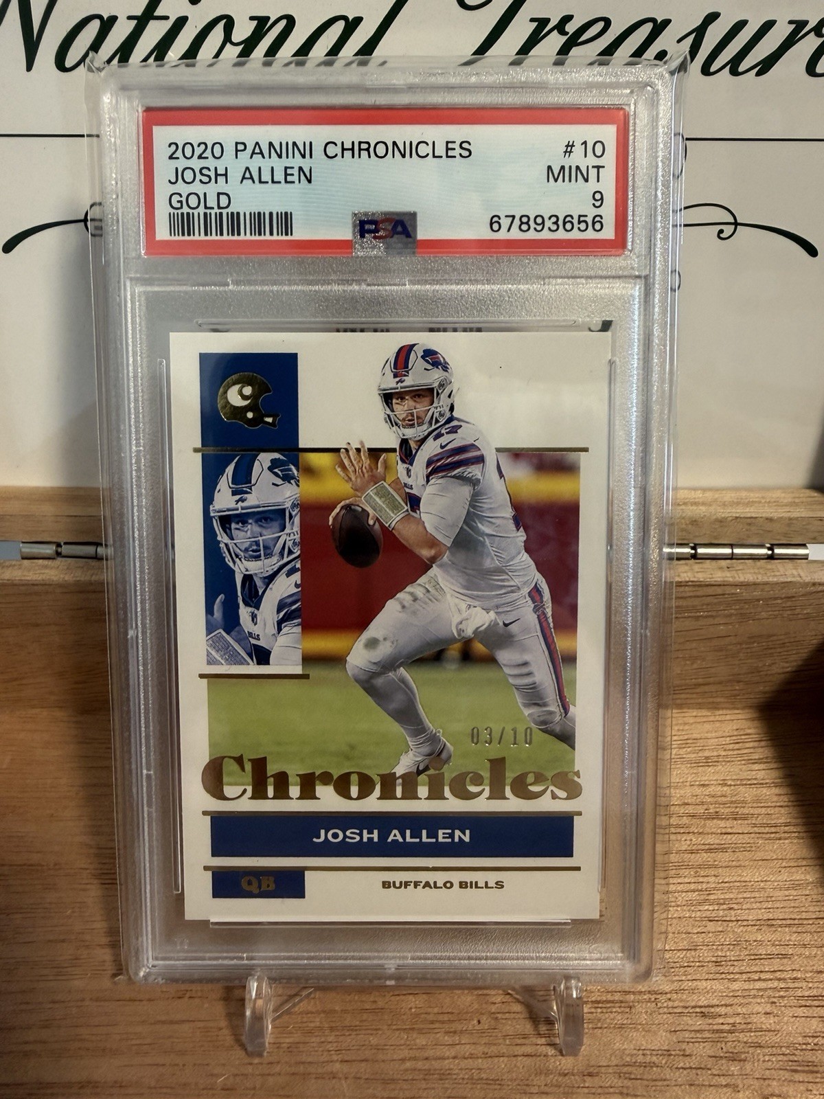 Josh Allen PSA 10 Panini Chronicles Buffalo Bills GOLD /10 view 1