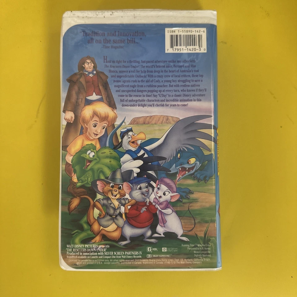 Walt Disney Rescuers Down Under VHS 1994 Masterpiece Collection Works No Mold 🐶 - Image 2 of 3