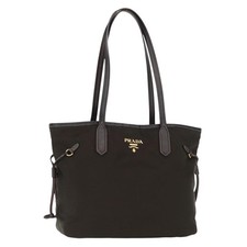 PRADA Tote Bag Nylon Green Gold Auth bs32718