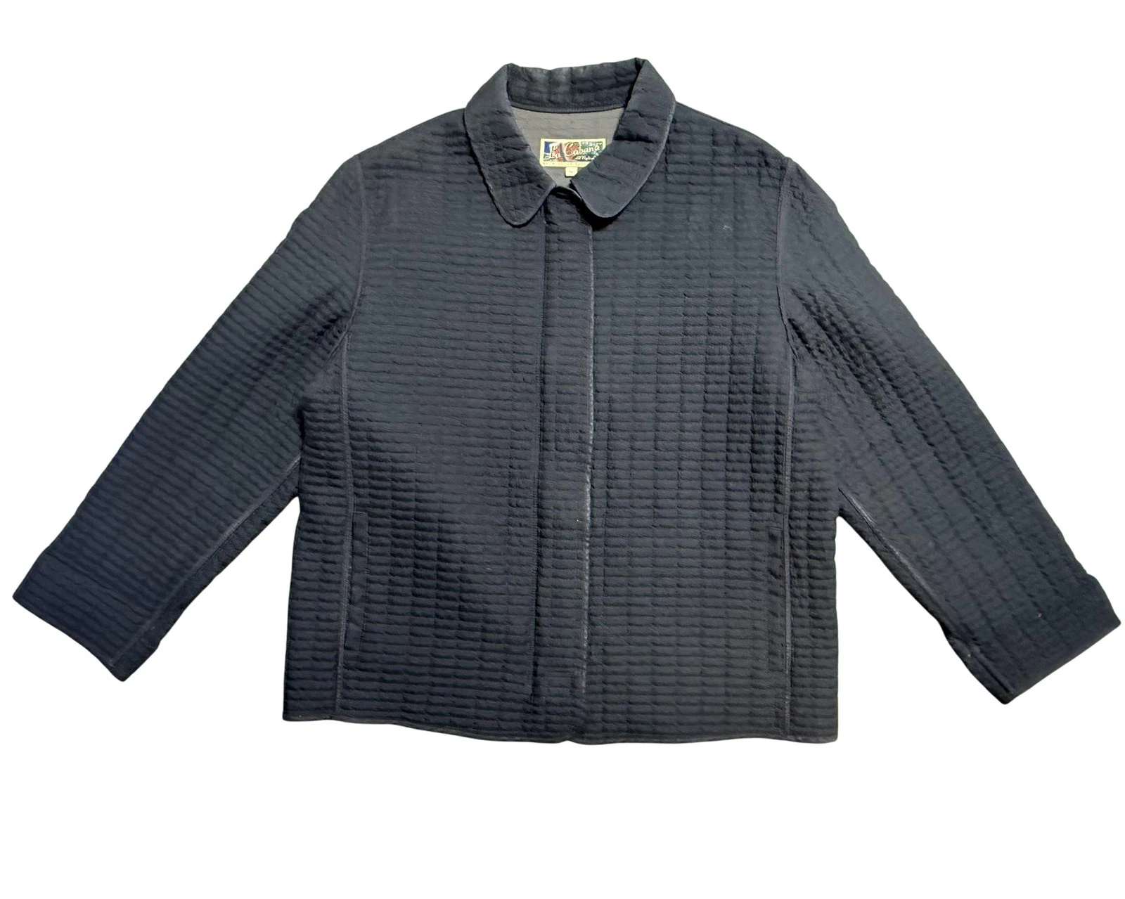 La Cabana Jacket Mens Medium Black Quilted Liner Reversible Zip Polyester